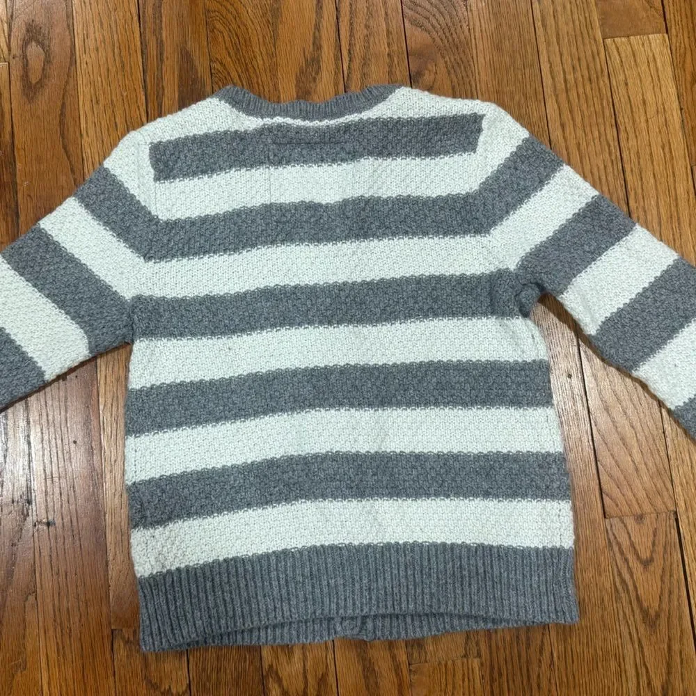 Y2K Abercrombie & Fitch Grey White Striped Cotton Angora Cardigan Sweater Small